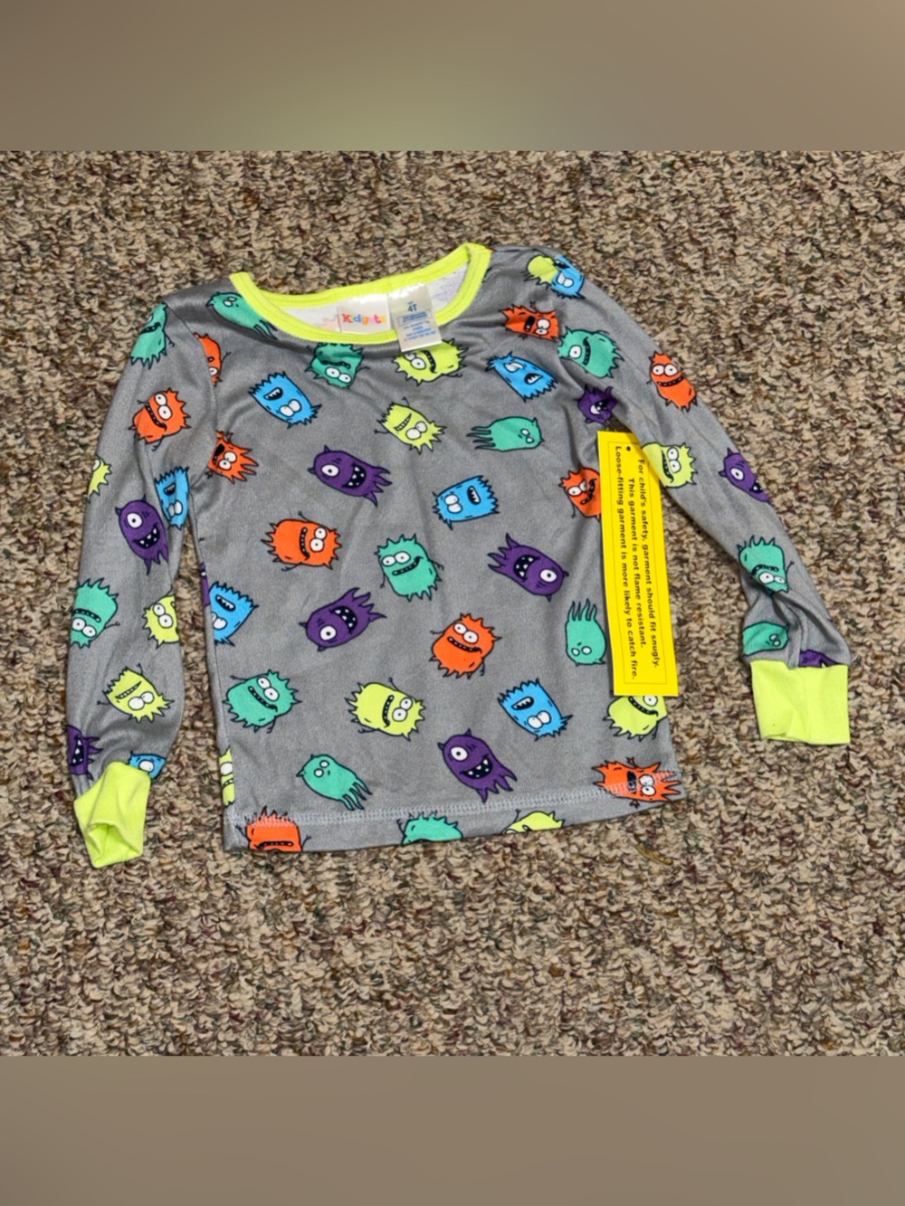 NWT Boys girls size‎ 4T Kidgets Multicolor monster Shirt sleep shirt soft